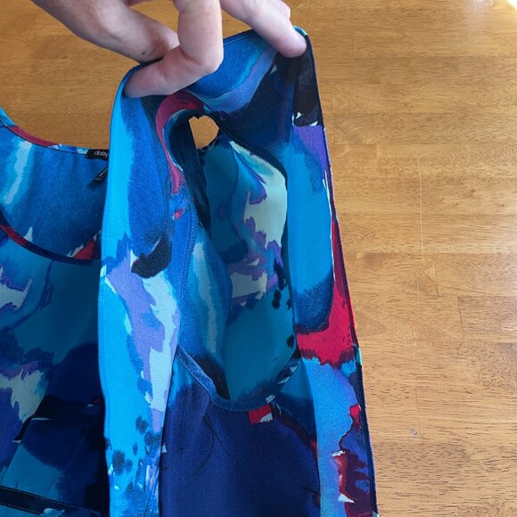 Size Large Daisy Fuentes cobalt blue empire waist top with ties in back - Picture 9 of 11